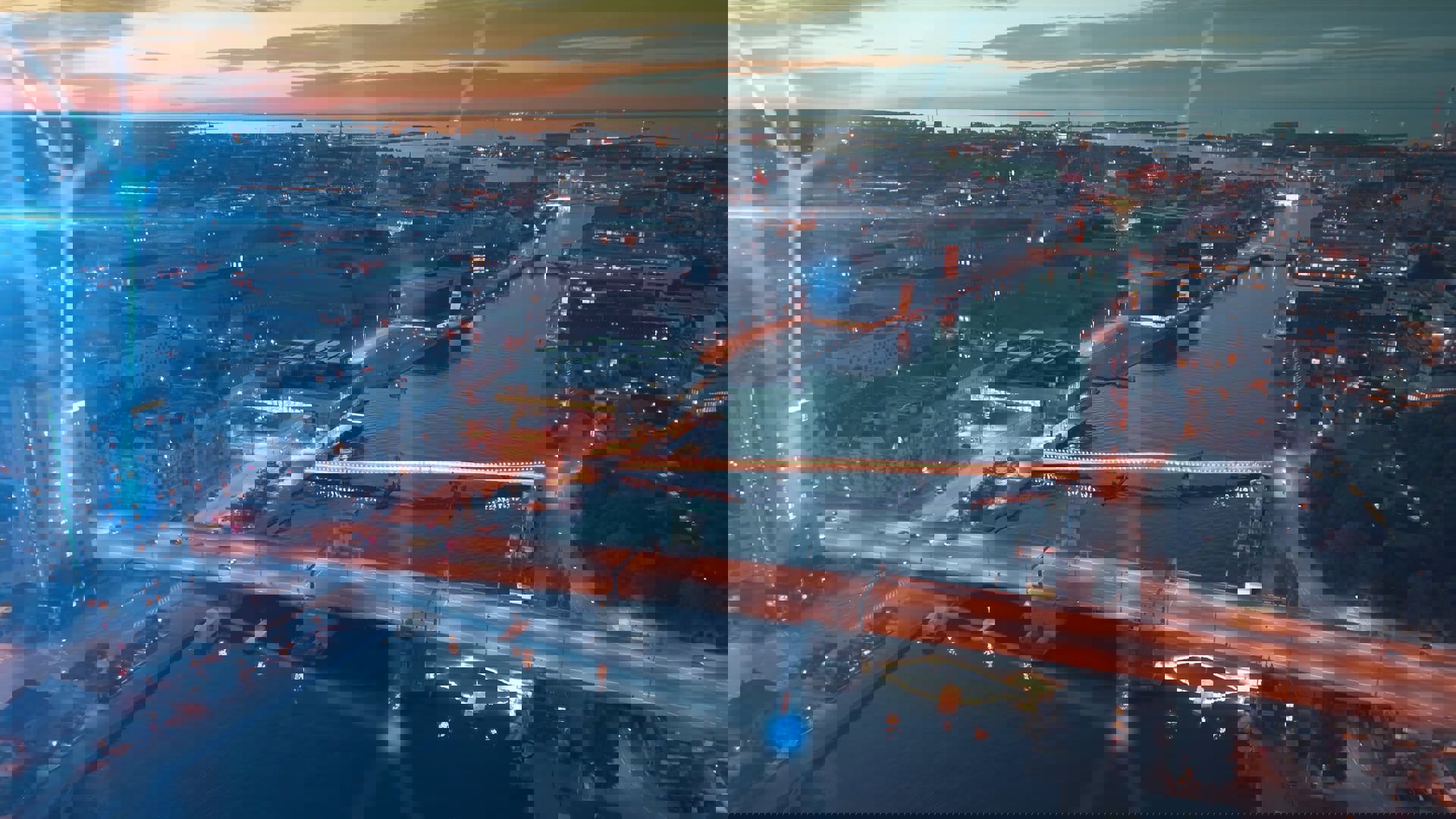 Copenagen with blue connecting lines overlay, which shows that the connection is TDC NET