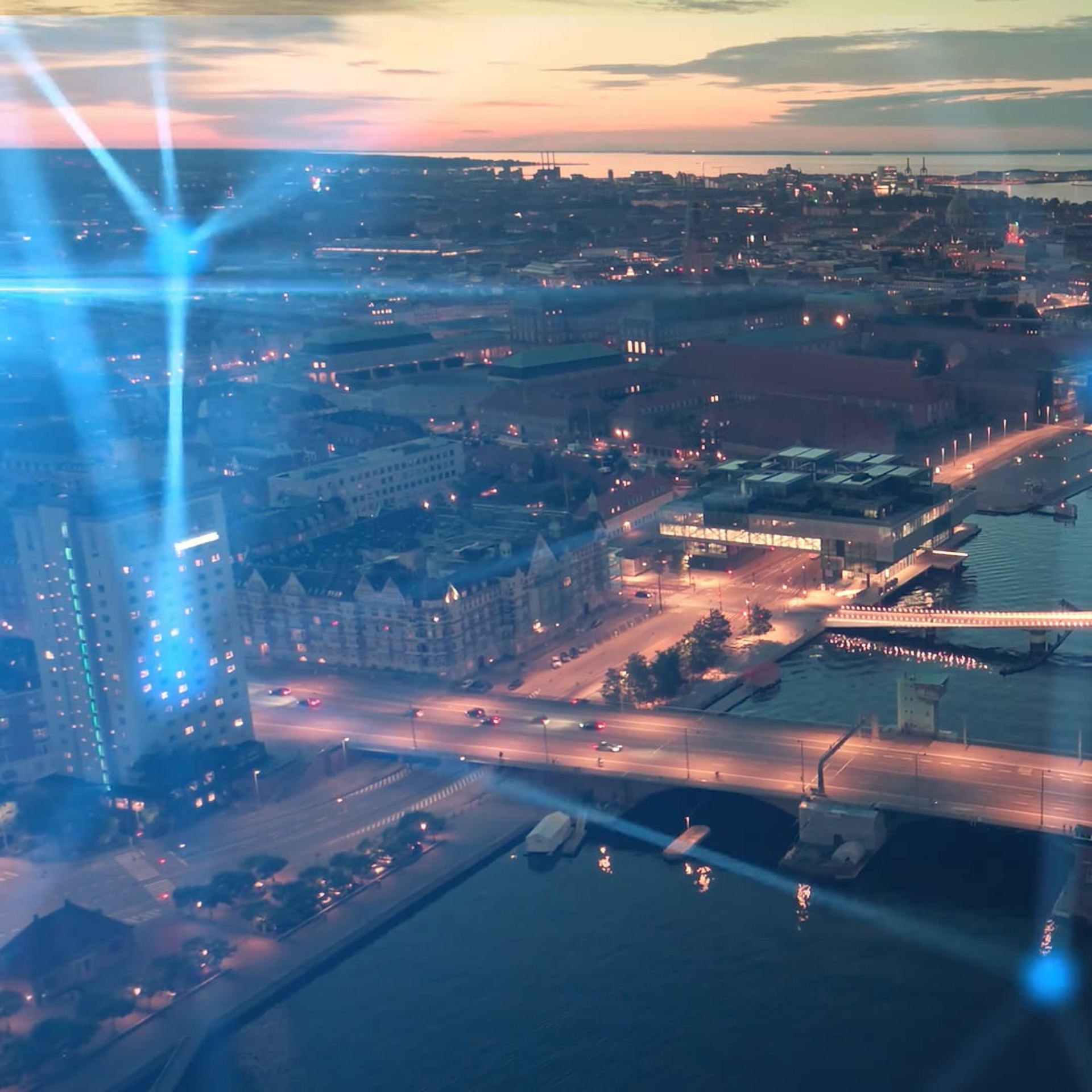 Copenagen with blue connecting lines overlay, which shows that the connection is TDC NET